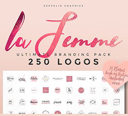 250个女性产品类标志(含视频教程/纹理图/AI|PSD|EPS三种格式)：250 Feminine Logo Bra